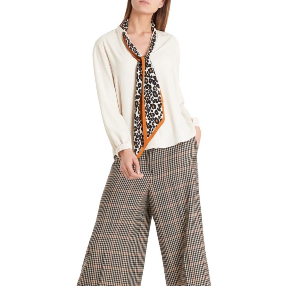 Marc Cain Leopard Scarf Blouse Birch Size N1